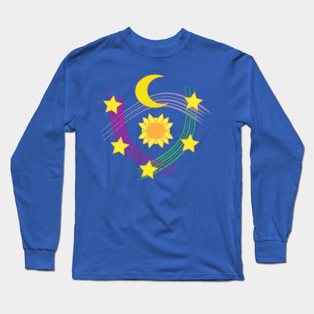 Celestial Design, moon, stars, sun Long Sleeve T-Shirt by sandyo2ly